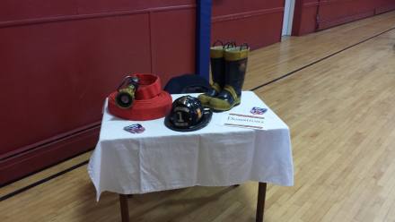 Donation table at the pizza buffet